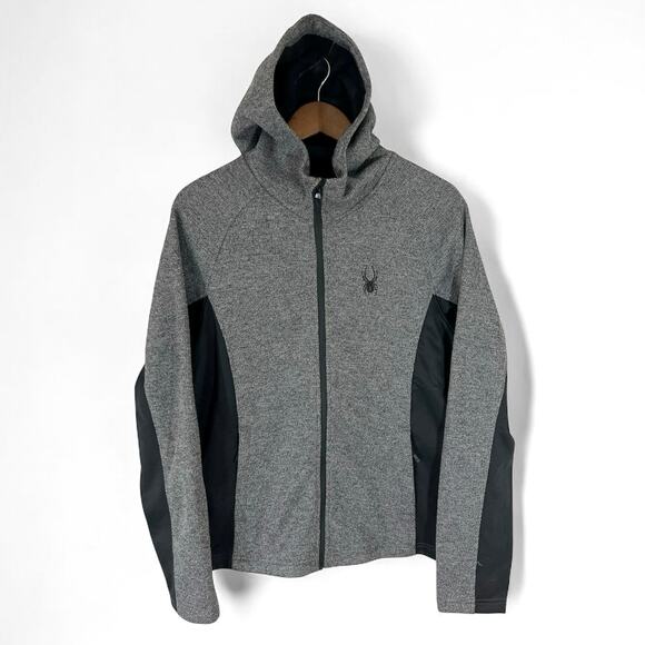 Spyder Men’s Full Zip Hooded Jacket Gray Black Heather Performance Size Medium - Picture 1 of 10